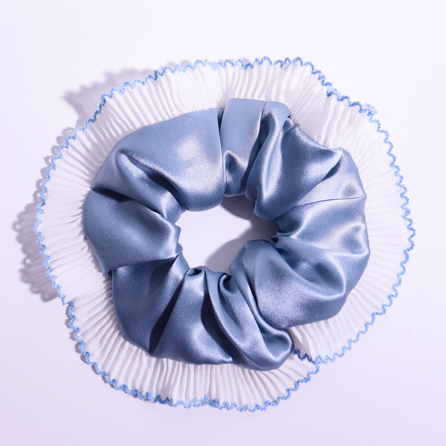 Blue silk scrunchie