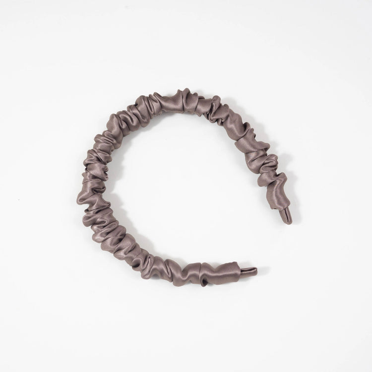 22 momme mulberry silk ruched headband in mocha brown