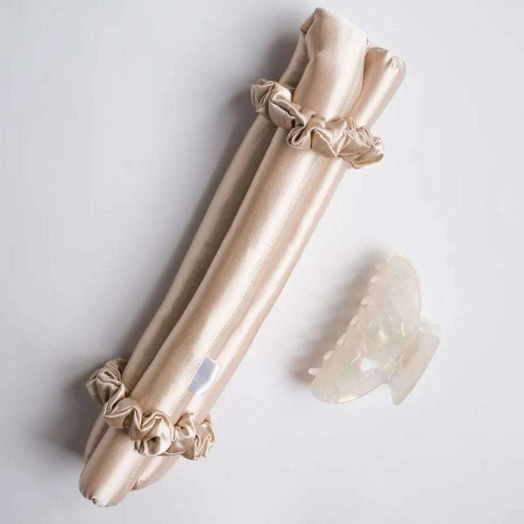 Luxury 22 Momme mulberry silk heatless curl kits by The Cheshire Silk Company