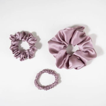 Limited Edition Rose Mist and Blue Haze Silk Scrunchie Set
