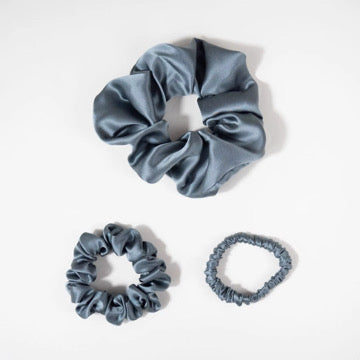 Limited Edition Rose Mist and Blue Haze Silk Scrunchie Set
