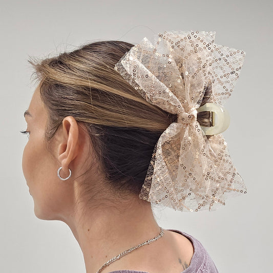 Sequin Bow Claw Clip | Statement Party Hair Accessory